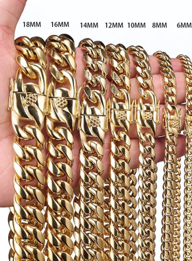 欧美古巴链KAKA钛钢男女