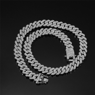 Hiphop Necklace 菱形古巴链锁骨满钻项链手链 Cuban Diamond