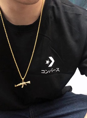 嘻哈 Hiphop Submachine gun 潮牌冲锋枪项链男女挂件说唱项链