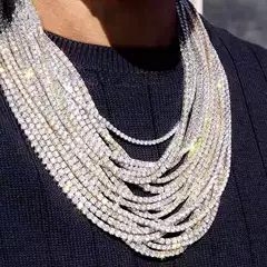 European and American Full Diamond Necklace Clavicle Chain Hip-Hop Street Fashion Single Row Tennis Chain Men's Tennis Chain