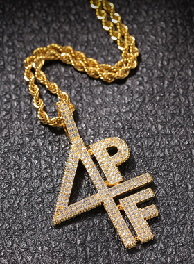 美国街头风满钻锆石微镶项链吊坠