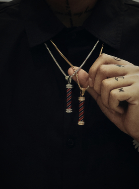 钛钢实心街头风发型师吊坠项链