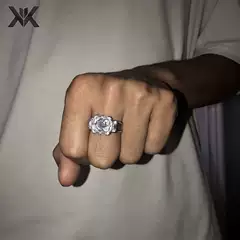 European and American Style Zircon T-Shaped Hip-Hop Men's Ring, Electroplated 18K White Gold Diamond Ring, Luxurious Large Carat Fashion Men's Ring, New Model