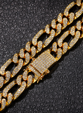 满钻男士嘻哈风锁骨短款项链潮牌