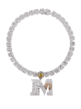 knowknow同款美式冰糖钻M字母雏菊吊坠情侣炸街高级感嘻哈网球链