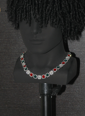 美式男女嘻哈彩冰方糖12mm古巴链