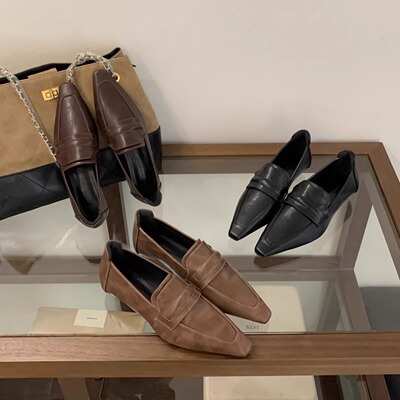 2025秋冬新款英伦风方头小皮鞋