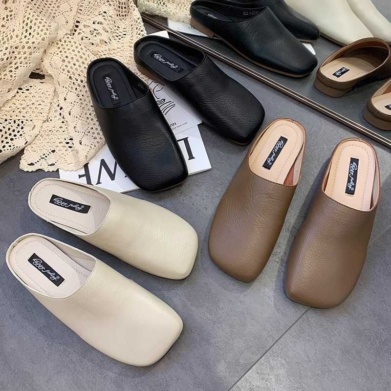 2026年新款包头半拖鞋女夏外穿懒人平底方头穆勒鞋一脚蹬凉拖单鞋