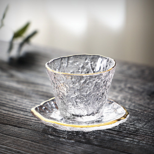 描金玻璃茶杯酒杯小盏品茗杯耐热