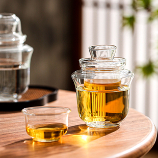 耐热玻璃白酒杯温酒套装 耐高温分酒器小酒杯子黄酒烫酒壶酒具酒盅