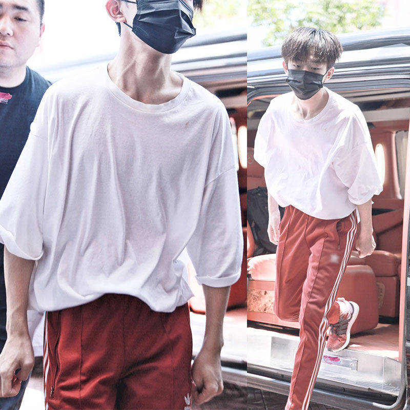 易烊千玺同款衣服2018新款宽松男女圆领短袖百搭纯白色棉T恤