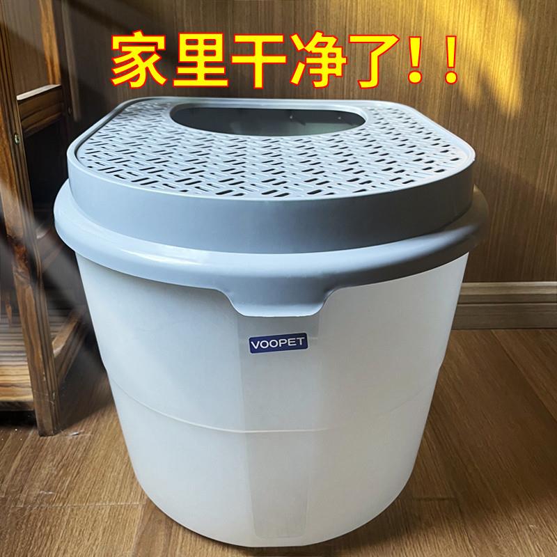 锁砂盆猫砂盆巨大码全封闭走廊顶入式特大号防外溅猫厕所深
