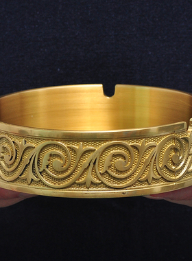 欧式铜烟灰缸摆件简约现r代家用办公室客厅装饰品创意实用收纳烟