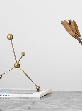 密度家居创意简约金色点线球几何摆件客厅电视柜书房桌面饰品摆设