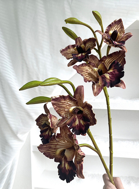 密度家居咖色紫色高品质小惠兰仿真假花婚礼装饰桌面摆设造景道具