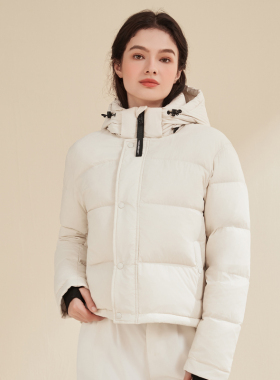 2025年冬季新款羽绒服女短款90白鹅绒泡芙加厚连帽面包外套