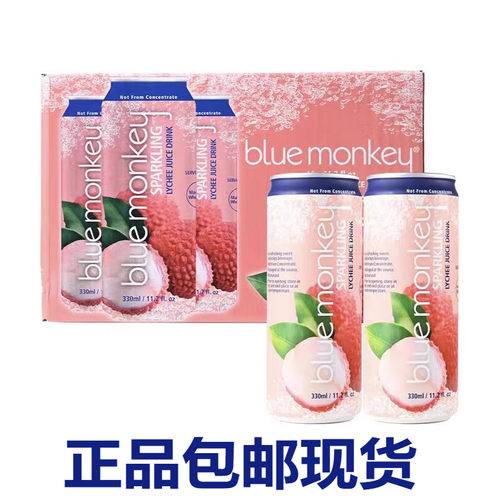 BlueMonkey越南进口荔枝果汁气泡饮料非浓缩气泡水330ml*16瓶
