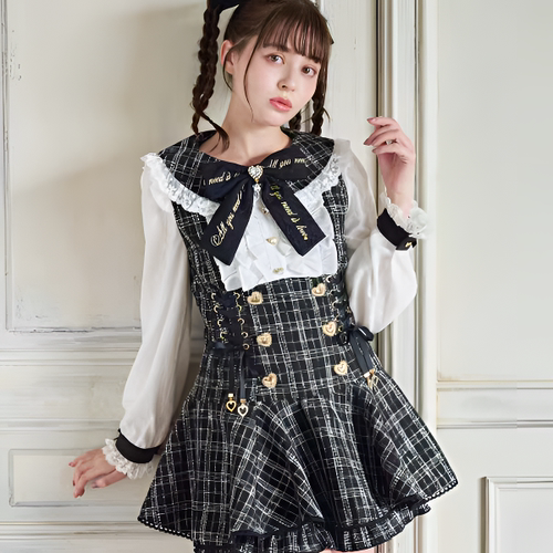 日系 liz lisa 小香风连衣裙短裤套装