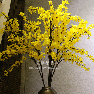 仿真寸寸金假花迎春花蝴蝶兰油菜花田园家居绢花插花摆件特色装饰