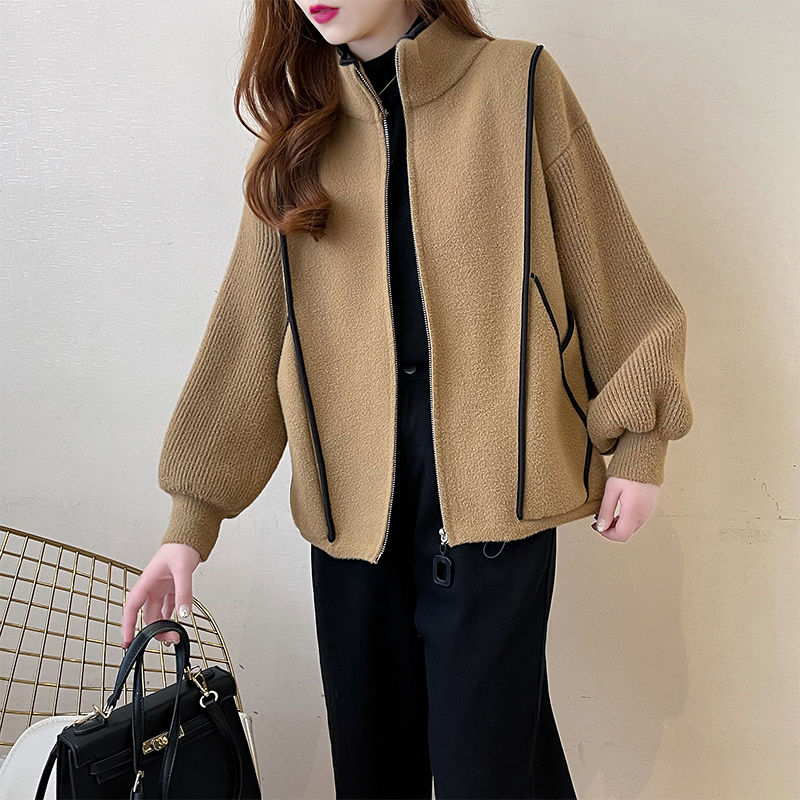 时尚百搭短款仿呢料洋气外套
