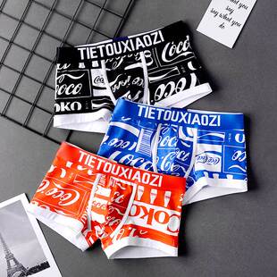 平角内裤 头青年宽松运动卡通裤 男纯棉四角裤 裤 衩 潮流个性 3条男士