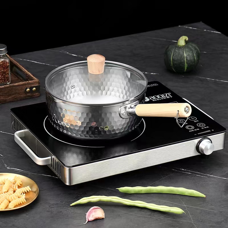 304加厚不锈钢不粘雪平奶锅