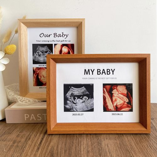 宝宝四维实木相框加洗照片