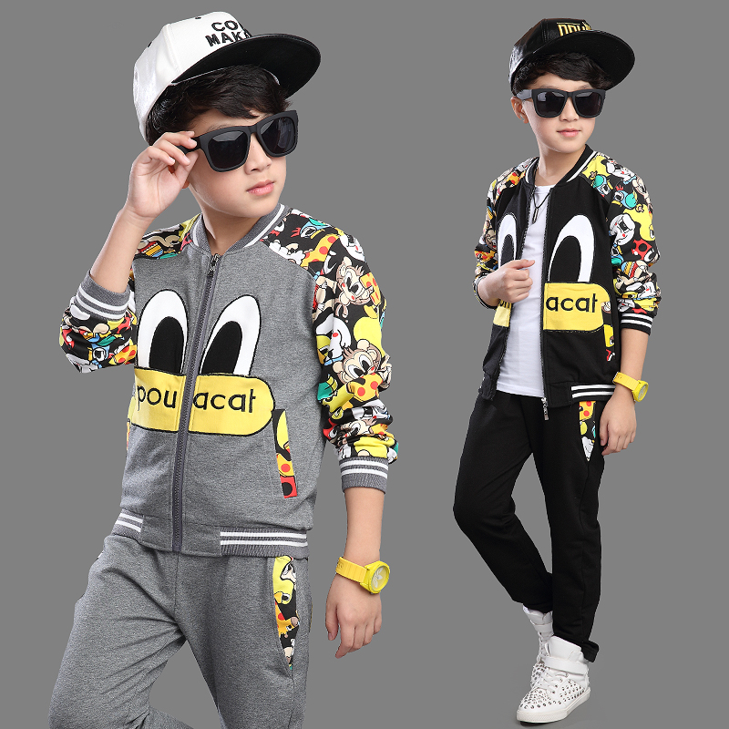 Kids Boys Spring and Autumn 2016 the new suit large children 5 children 6 8 12 boys long-sleeved track suit 15
