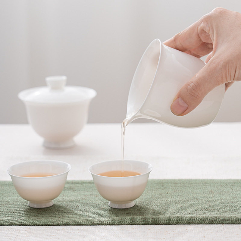 茗凯轩｜骨瓷薄胎茶海功夫茶具陶瓷家用公道杯茶艺分茶器简约轻奢
