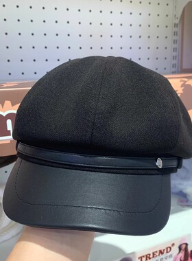 MINISO名创优品简约萌趣动物耳朵学院格纹时装帽呢料八角帽马术帽