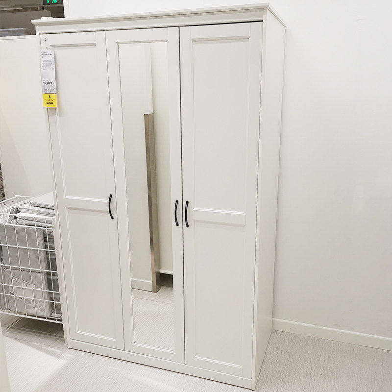 国内宜家代购松耶桑德衣柜小户型简易衣橱卧室衣橱卧室储物带镜