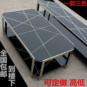 现代简约时尚定做不锈钢钢化玻璃茶几电视柜组合客厅电视桌茶桌