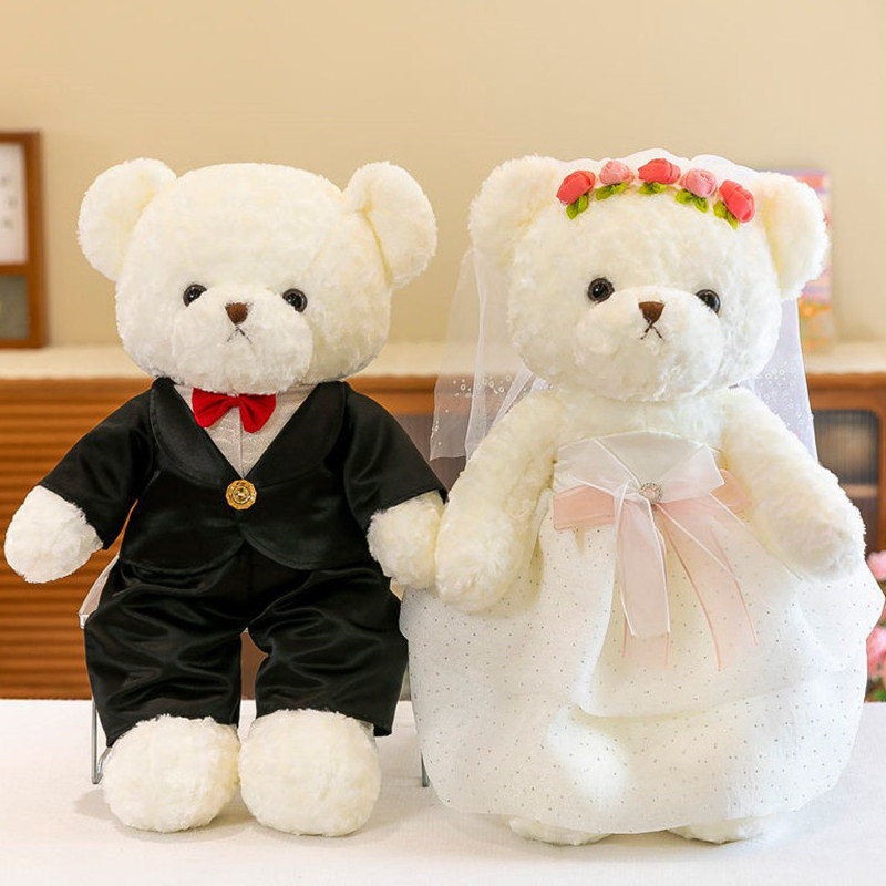 婚纱熊结婚情侣公仔压床布娃娃一对玩偶订婚礼物送新人婚房布置喜