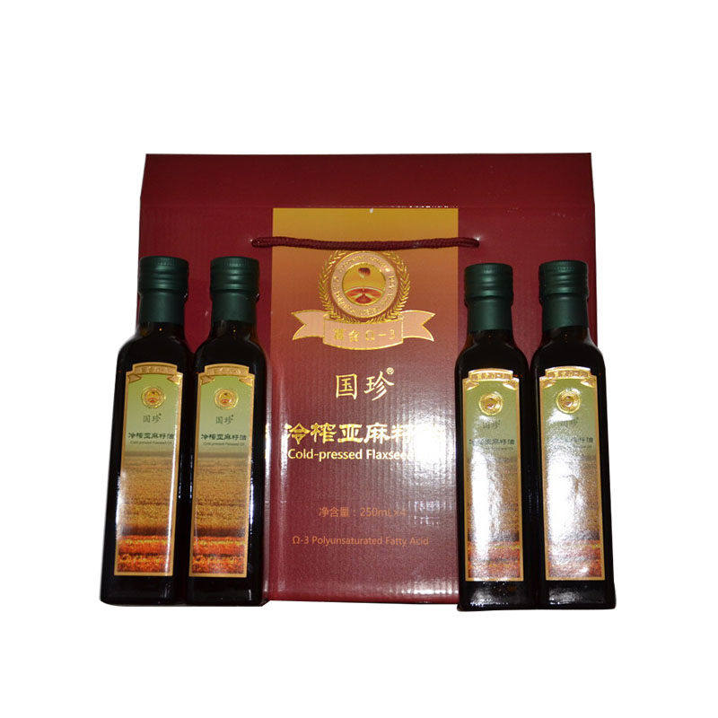 国珍冷榨亚麻籽油 4瓶*250ml/盒