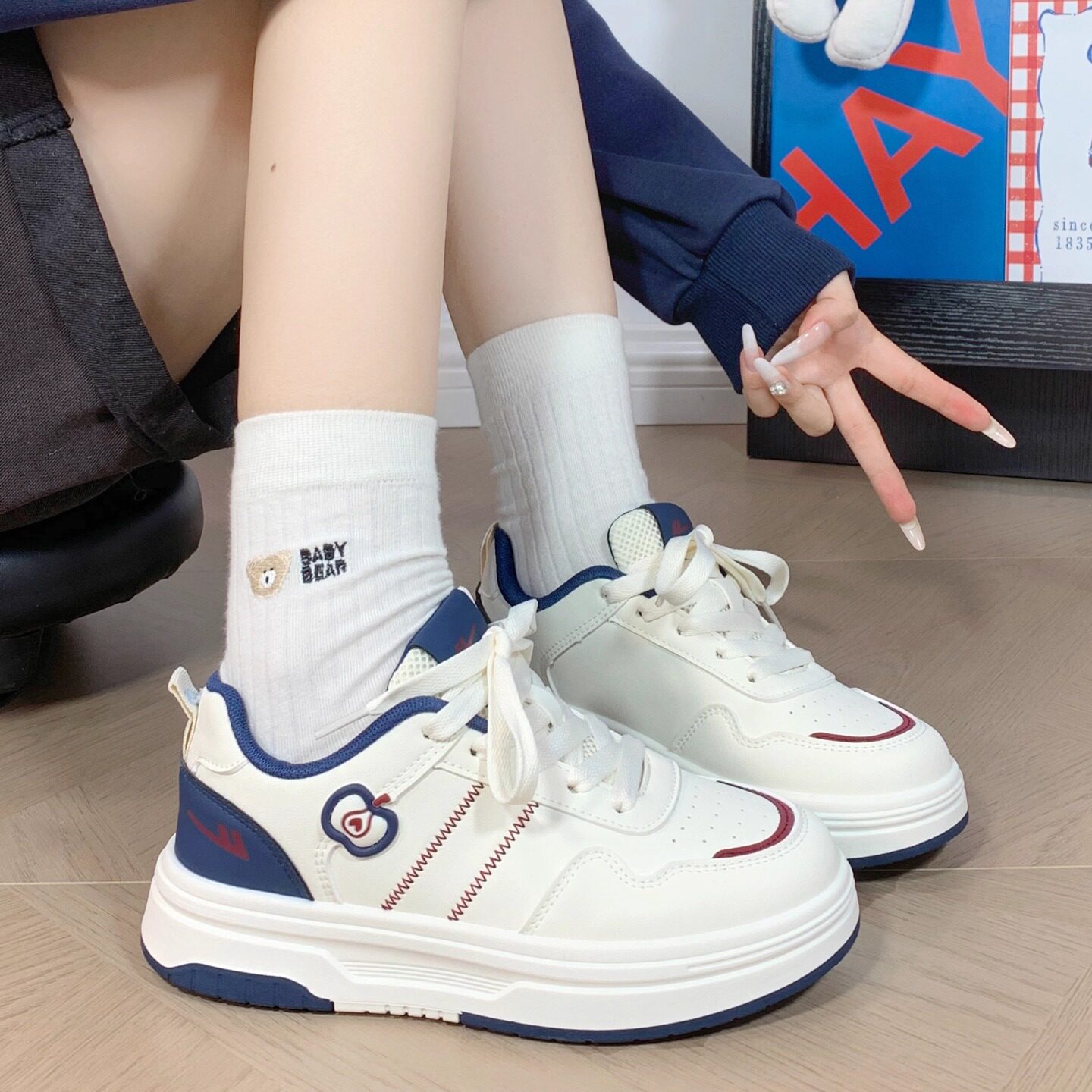 回力苹果板鞋女2025新款百搭小众设计感休闲鞋厚底显高学生小白鞋,女鞋,休闲板鞋,淘宝优惠券,粉丝福利购,淘宝优惠卷