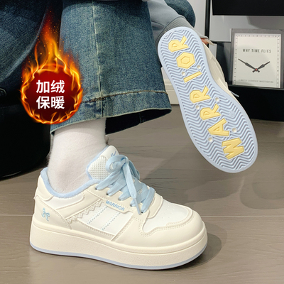 回力棉鞋加绒加厚冬季女鞋新款百搭运动休闲鞋子学生厚底增高板鞋