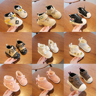 秋冬清仓款女童加绒棉鞋学步鞋男宝宝冬季1到3岁软底小童婴儿鞋子