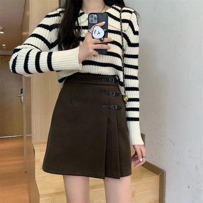 2025新款大码毛呢a字半身裙女秋