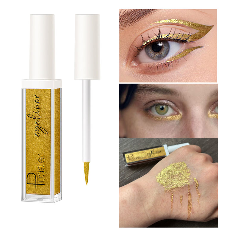 金色眼线爆闪黄金色液体眼影朋克金属感cos玩妆金色系音乐节眼妆