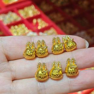 沙金拉布布通孔手链项链隔珠配饰女diy配件点钻卡通小配饰