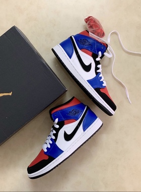 Air Jordan 1 Mid Top3 AJ1 鸳鸯黑金黑红脚趾男篮球鞋554724-124