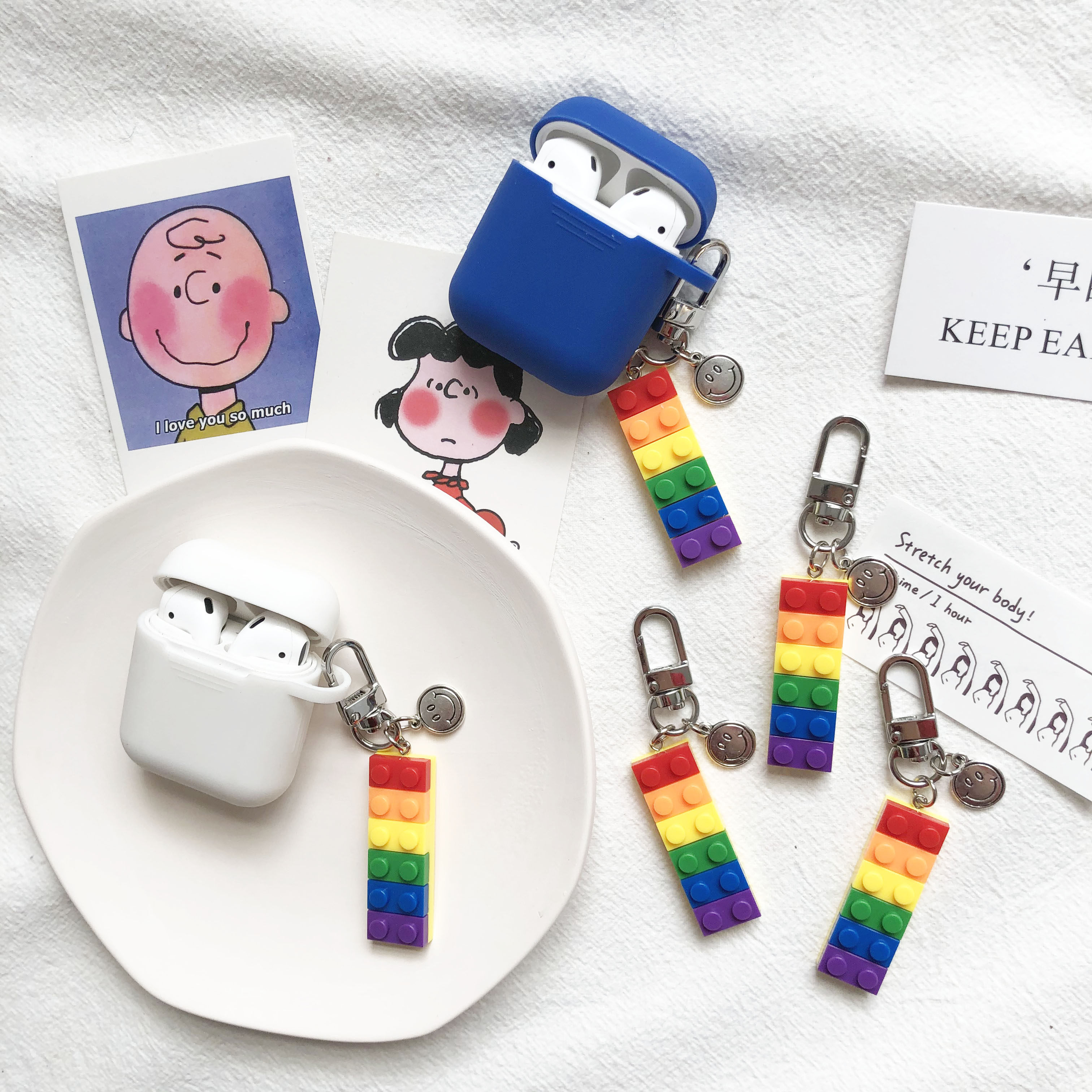 少女心笑脸彩虹积木可爱个性钥匙挂AirPods保护套挂件背包挂饰潮,节庆用品/礼品,钥匙扣,淘宝优惠券,粉丝福利购,淘宝优惠卷