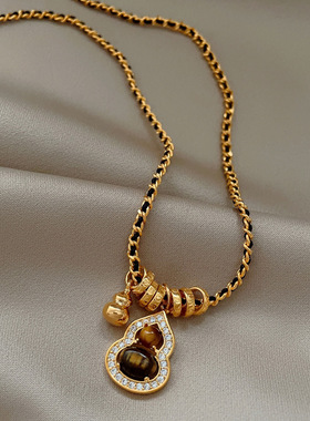 DIKAS 锆石虎眼石葫芦项链新中式复古锁骨链轻奢高级感颈饰