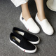 春夏新款 帆布鞋 女鞋 小白鞋 懒人一脚蹬套脚潮百搭白色黑色休闲鞋 子