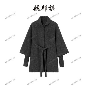 立领显瘦毛呢大衣BQC2508 航邦祺羊绒假两件中长款 小乐专享