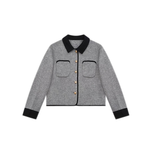 【  】航邦祺小香风短款斜纹双面呢羊毛外套