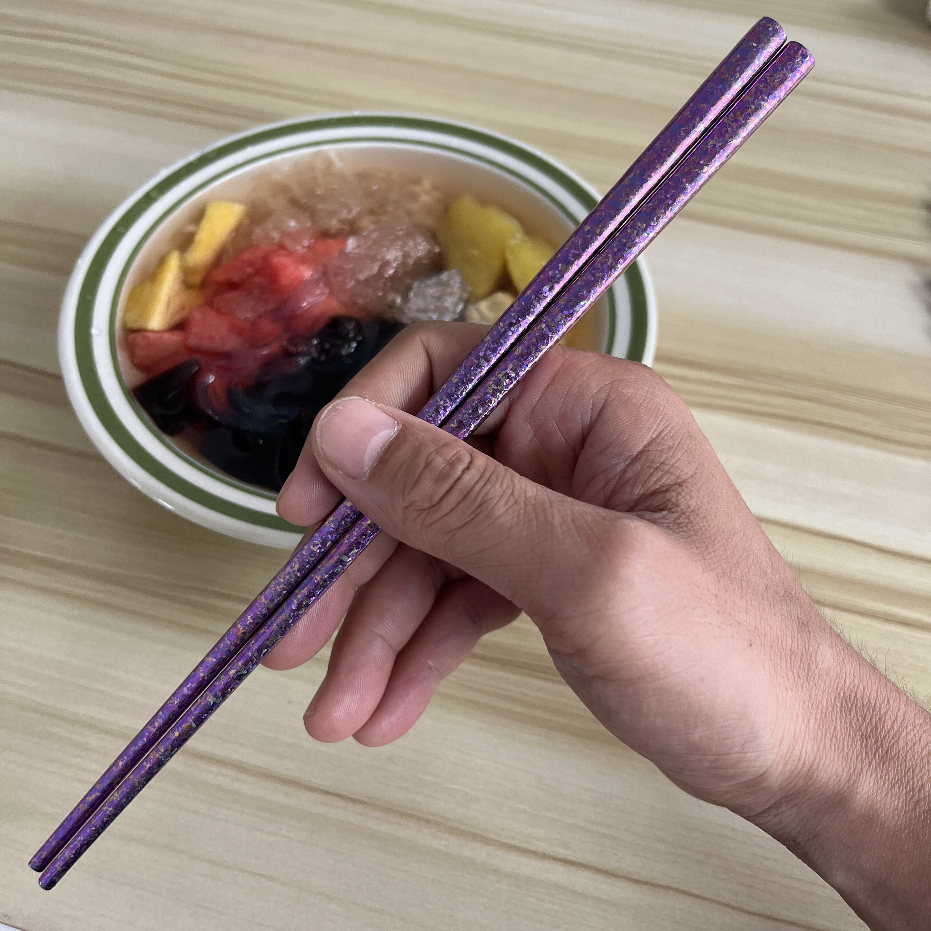 纯钛冰晶筷子防摔彩色创意冰花钛筷分餐筷结晶筷定制刻字私人专用