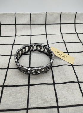 欧美外贸饰品时尚潮流闪钻多层精致质感打标M品牌弹力手镯