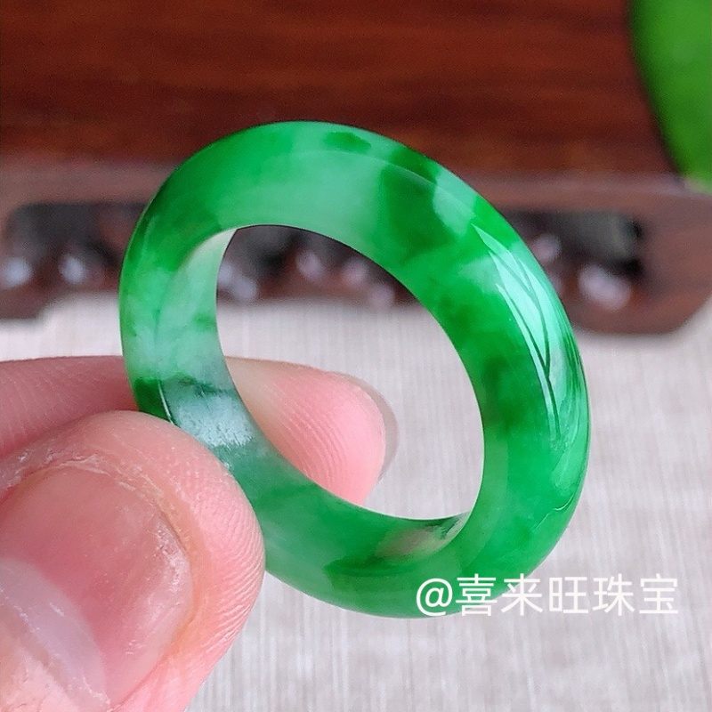 冰种飘绿帝王绿辣绿玉石戒指指环