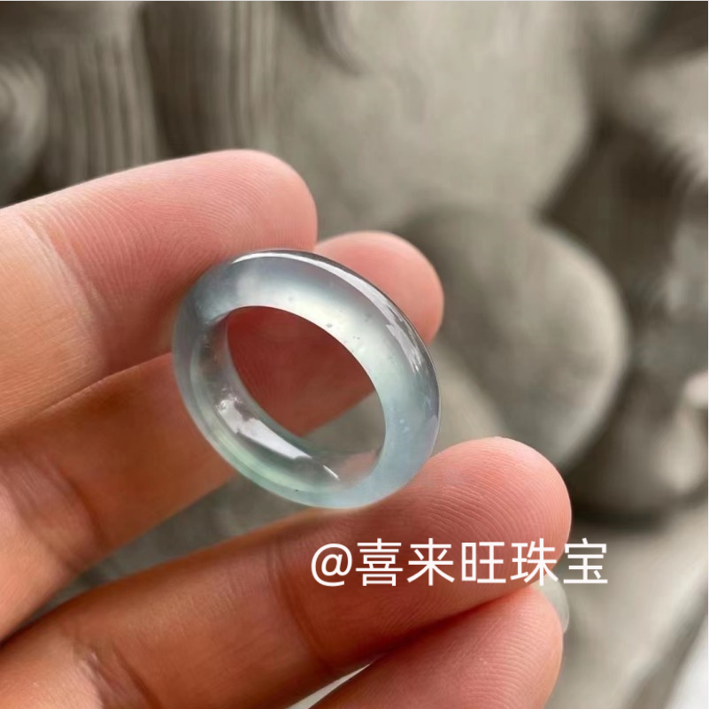 冰透种白冰高冰种玉石戒指指环